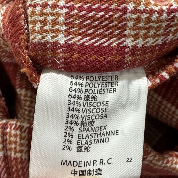 Brandy Melville Women's One Size Red Plaid Check High Rise Tilden Pants MW760 - Picture 6 of 13